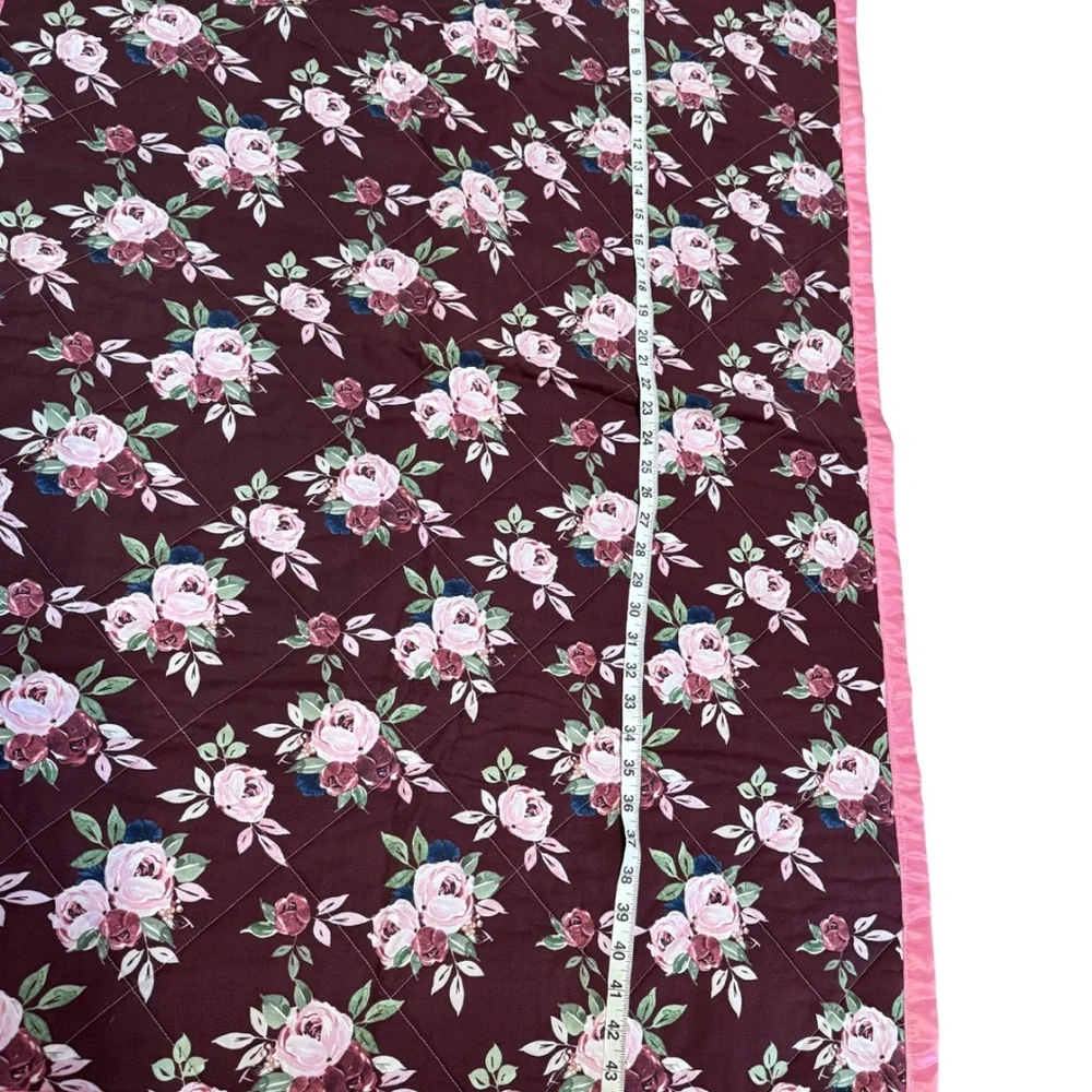 Handmade Pink Patchwork Baby Quilt 32x45 | Floral‎ Reversible Blanket | New